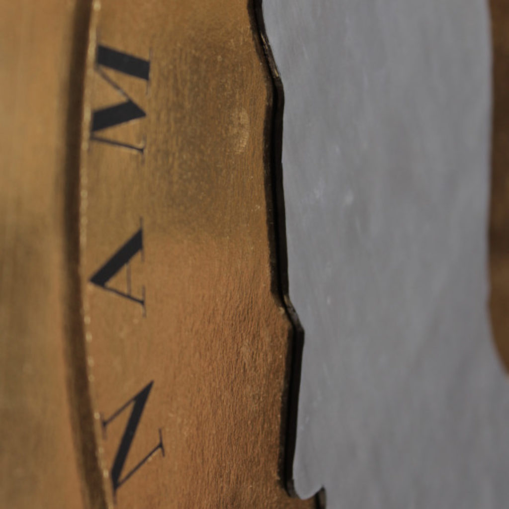 not that gold. Thomas (part). piombo e stampa a ricalco su cartone dorato cm 40 x 40. 2015
