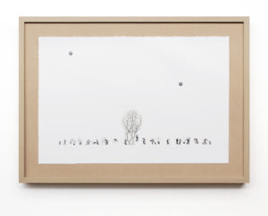 fruit tree (timeline). stampa a ricalco su carta calcografica e mdf, cornice. cm. 52,5 x 72,5. 2015
